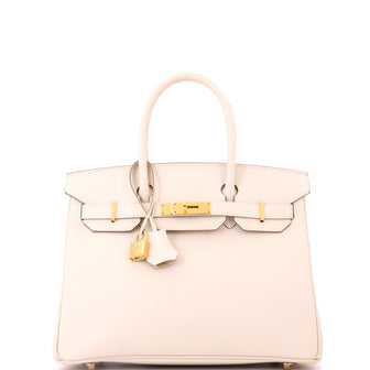 Hermes Birkin Handbag Light Epsom with Gold Hardware 30