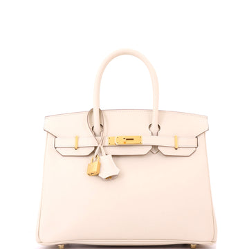 Hermes Birkin Handbag Light Epsom with Gold Hardware 30