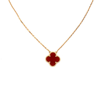 Van Cleef & Arpels Vintage Alhambra Pendant Necklace 18K Yellow Gold and Carnelian