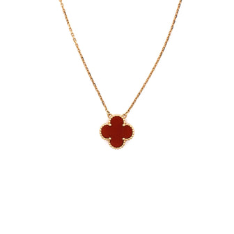 Van Cleef & Arpels Vintage Alhambra Pendant Necklace 18K Yellow Gold and Carnelian