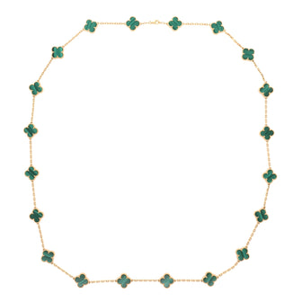 Van Cleef & Arpels Vintage Alhambra 20 Motifs Necklace 18K Yellow Gold and Malachite