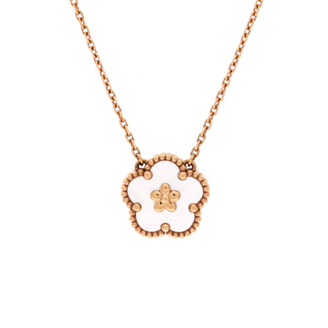 Van Cleef & Arpels Lucky Spring Plum Blossom Pendant Necklace 18K Rose Gold and Mother of Pearl