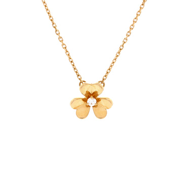 Van Cleef & Arpels Frivole Pendant Necklace 18K Yellow Gold and Diamond Mini