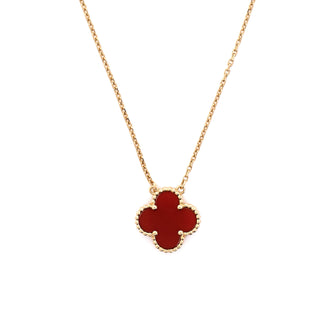 Van Cleef & Arpels Vintage Alhambra Pendant Necklace 18K Yellow Gold and Carnelian