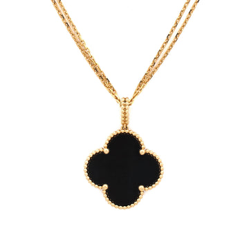 Van Cleef & Arpels Magic Alhambra Pendant Necklace 18K Yellow Gold and Onyx