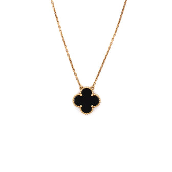 Van Cleef & Arpels Vintage Alhambra Pendant Necklace 18K Yellow Gold and Onyx