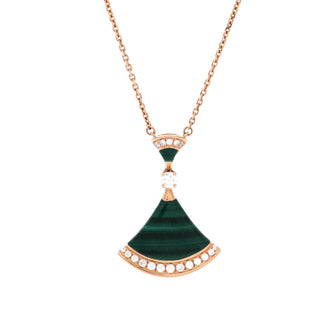 Bvlgari Divas' Dream Pendant Necklace 18K Rose Gold with Malachite and Diamonds Large