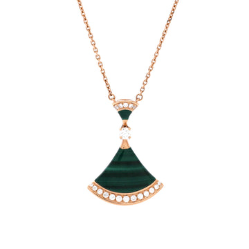 Bvlgari Divas' Dream Pendant Necklace 18K Rose Gold with Malachite and Diamonds Large