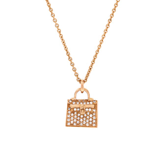 Hermes Kelly Amulette Pendant Necklace 18K Rose Gold and Diamonds