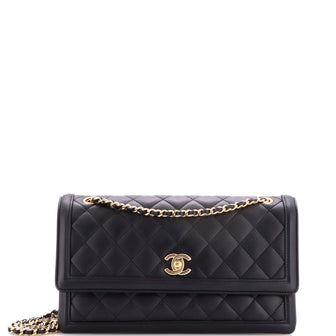 Chanel 3 Compartment Flap Bag Quilted Lambskin Medium