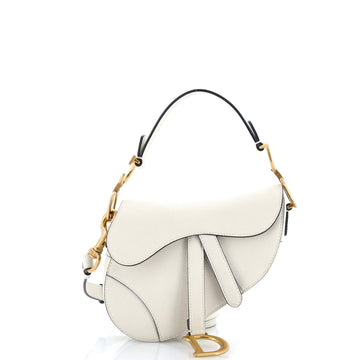 Christian Dior Saddle Handbag with Strap Leather Mini