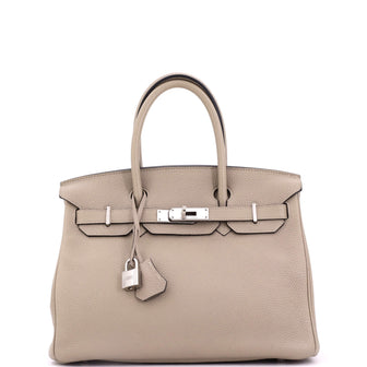 Hermes Birkin Handbag Grey Togo with Palladium Hardware 30
