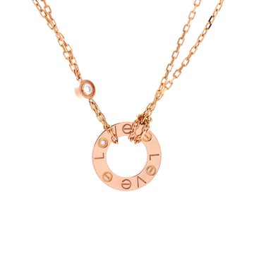 Cartier 2 Diamonds Love Pendant Necklace 18K Rose Gold and Diamonds