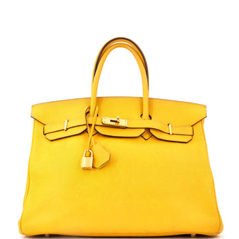 Hermes Birkin Handbag Yellow Togo with Gold Hardware 35