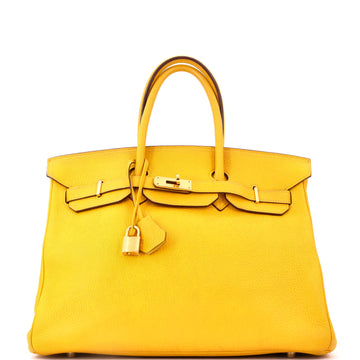 Hermes Birkin Handbag Yellow Togo with Gold Hardware 35