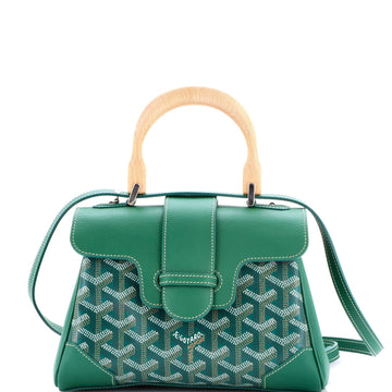 Goyard Saigon Top Handle Bag Coated Canvas with Leather Mini