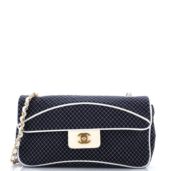 Chanel Vintage CC Chain Flap Bag Quilted Jersey Medium