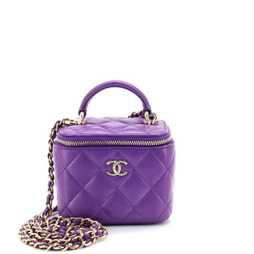 Chanel Classic Top Handle Vanity Case with Chain Quilted Lambskin Mini