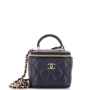 Chanel Classic Top Handle Vanity Case with Chain Quilted Lambskin Mini