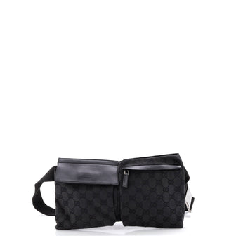 Gucci Vintage Double Belt Bag GG Canvas with Leather
