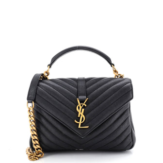 Saint Laurent Classic Monogram College Bag Matelasse Chevron Leather Medium