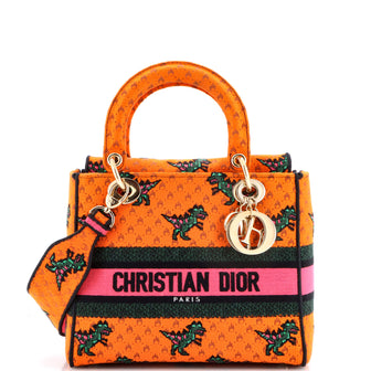Christian Dior Lady D-Lite Bag Embroidered Canvas Medium