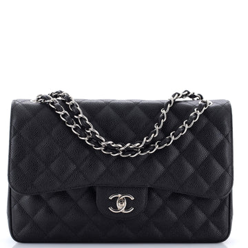 Chanel Classic Double Flap Bag Quilted Caviar Jumbo