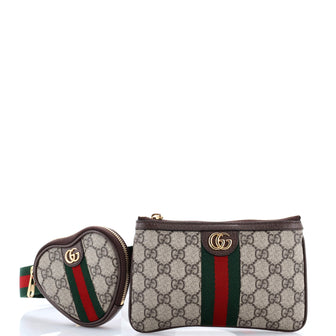 Gucci Ophidia Heart Utility Double Belt Bag GG Coated Canvas