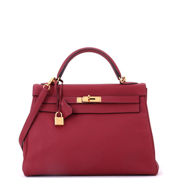 Hermes Kelly Handbag Red Togo with Gold Hardware 32