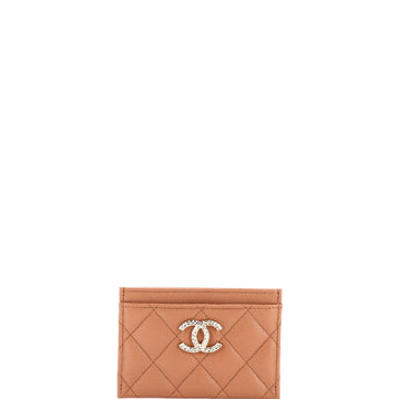 Chanel Textured CC Card Holder Quilted Caviar