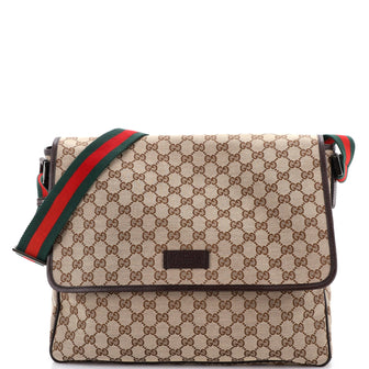 Gucci Web Strap Flap Messenger GG Canvas Medium
