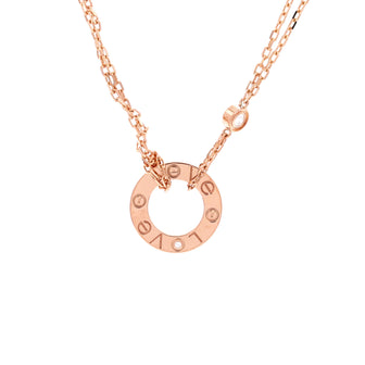 Cartier 2 Diamonds Love Pendant Necklace 18K Rose Gold and Diamonds