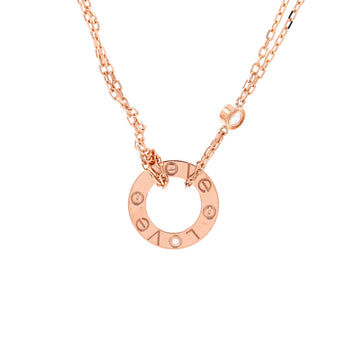 Cartier 2 Diamonds Love Pendant Necklace 18K Rose Gold and Diamonds