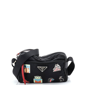 Prada New Vela Shoulder Bag Pin Embellished Tessuto Small