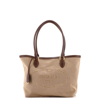 Prada Logo Open Tote Canvas Medium