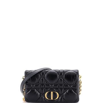 Christian Dior Caro Flap Pouch with Chain Macrocannage Quilt Calfskin Mini