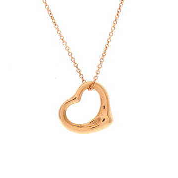 Tiffany & Co. Elsa Peretti Open Heart Pendant Necklace 18K Rose Gold 16mm
