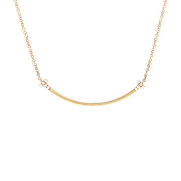 Tiffany & Co. T Smile Pendant Necklace 18K Yellow Gold with Diamonds Small