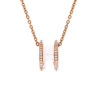 Bvlgari B.Zero1 Pendant Necklace 18K Rose Gold and Ceramic with Diamonds