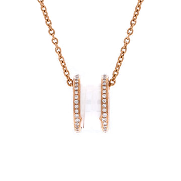 Bvlgari B.Zero1 Pendant Necklace 18K Rose Gold and Ceramic with Diamonds