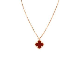 Van Cleef & Arpels Sweet Alhambra Pendant Necklace 18K Rose Gold and Carnelian