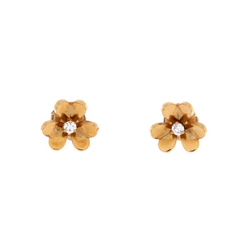 Van Cleef & Arpels Frivole Stud Earrings 18K Yellow Gold with Diamonds Mini