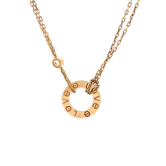 Cartier 2 Diamonds Love Pendant Necklace 18K Yellow Gold and Diamonds