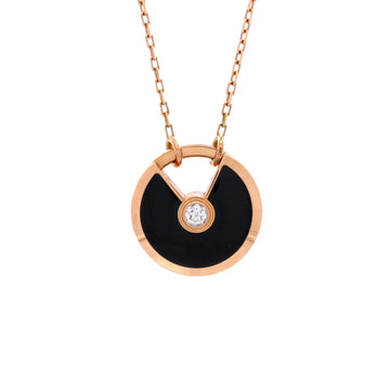 Cartier Amulette de Cartier Pendant Necklace 18K Rose Gold with Onyx and Diamond Small