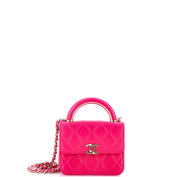 Chanel Charming Handle Flap Clutch with Chain Quilted Lambskin Mini