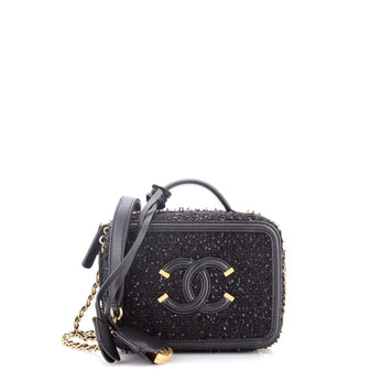 Chanel Filigree Vanity Case Quilted Tweed Small