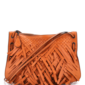 Bottega Veneta Zip Top Messenger Fringe Intrecciato Nappa Large