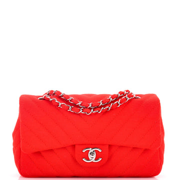 Chanel Vintage Classic Single Flap Bag Chevron Jersey Medium