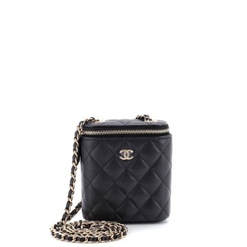 Chanel Vertical Classic Vanity Case with Chain Quilted Caviar Mini