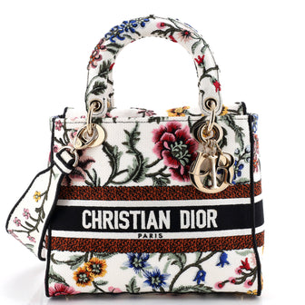 Christian Dior Lady D-Lite Bag Embroidered Canvas Medium